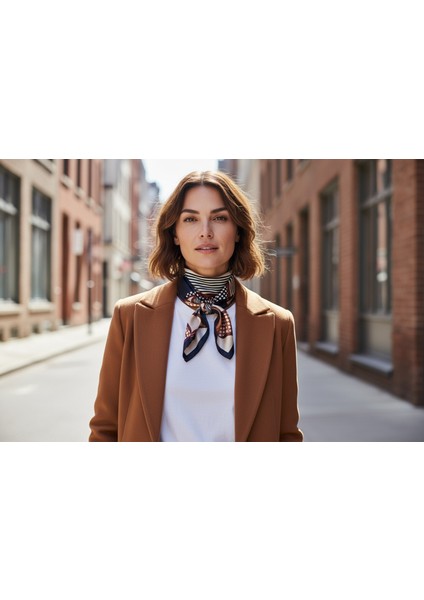 Lacivert Çizgili Desenli Fular 70 x 70 fiyatları