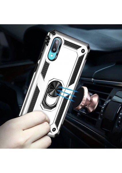 MYT09 Samsung Galaxy A02 Kılıf Sofya Yüzüklü Silikon Kapak - Gümüş