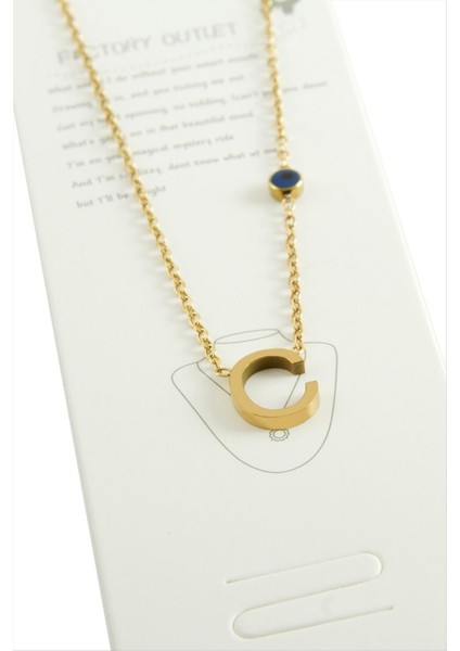 Sarı Renkli Harfli Çelik Kolye