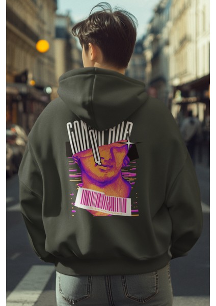 Unisex Sweatshirt Conqueror Neon Art Grafikli Pamuklu Hoodie Sweatshirt