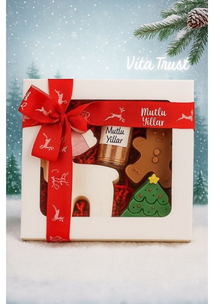 Yeni Yıl Hediye Seti – “mutlu Yıllar” Temalı El Yapımı Mum ve Kibrit Kutusu Seti