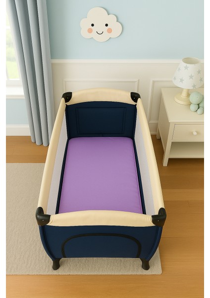 Lila Renkli %100 Pamuklu Soft Penye Kumaş Lastikli Bebek Yatağı Çarşafı (Tüm Park Yataklara Uyumlu) modelleri