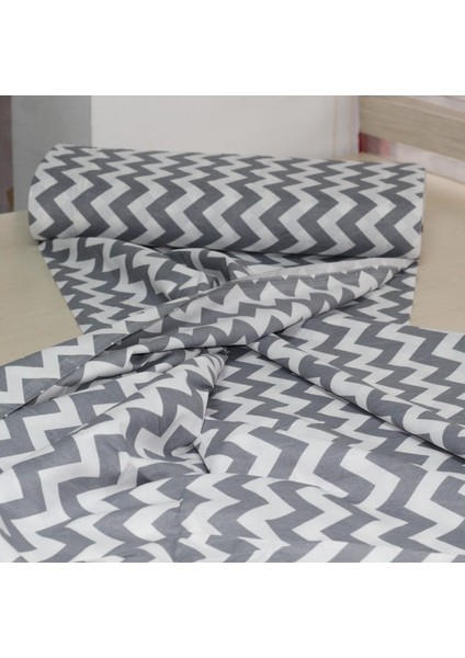 Gri Zik Zak Desenli Pamuklu Nevresimlik Kumaş 100*240 cm Metrelik Çarşaf Yastık Ev Tekstil Kumaşı