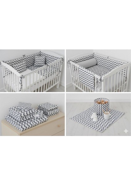 Gri Zik Zak Desenli Pamuklu Nevresimlik Kumaş 100*240 cm Metrelik Çarşaf Yastık Ev Tekstil Kumaşı