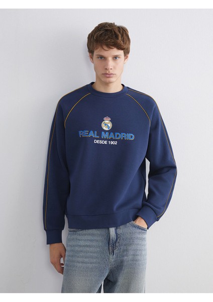 Lcw Yeni Bisiklet Yaka Real Madrid Baskılı Erkek Taraftar Sweatshirt
