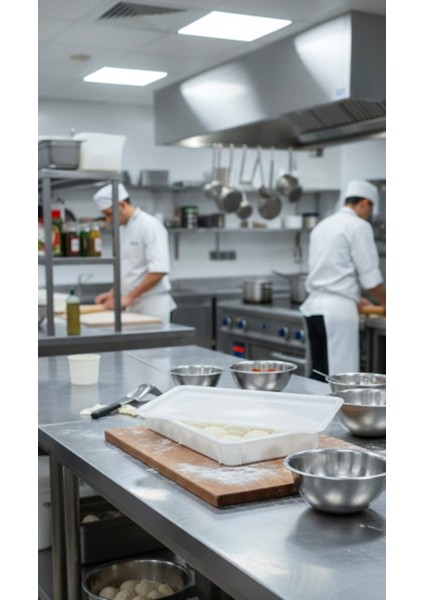 Hamur Teknesi ,hamus Pasası. Un Küreği Hediyeli .kapaklı. En :40 cm , Boy : 60 Cm, Yükseklik 7.5 cm indirimleri