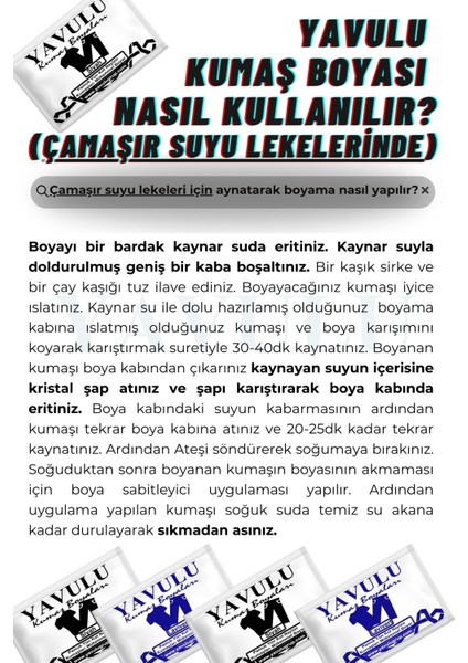 Siyah Kumaş Boyası / Tekstil Boyası / Giysi Boyası / Toz Kumaş Boyası 6AD. indirimleri