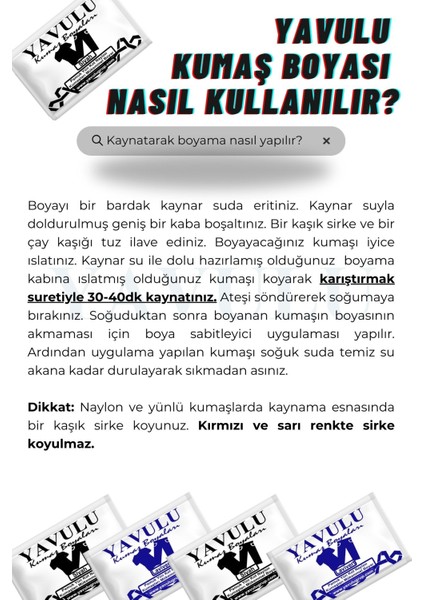 Siyah Kumaş Boyası / Tekstil Boyası / Giysi Boyası / Toz Kumaş Boyası 10AD. fırsatları