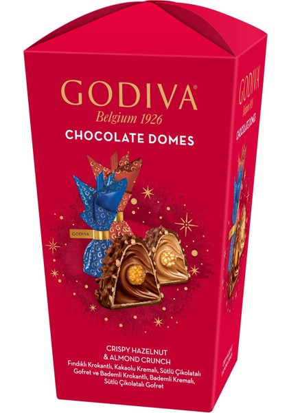 Chocolate Domes - Yeni Yıl Özel Karma Kutu - Fındık&badem - 123 Gram - 10 Adet