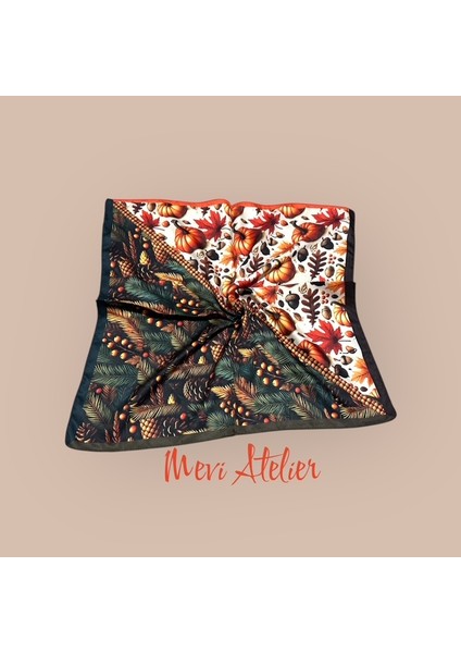 Yılbaşı Desenli Renkli Fular 50 x 50