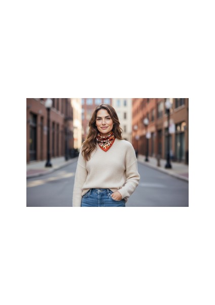 Yılbaşı Desenli Renkli Fular 50 x 50 fırsatları