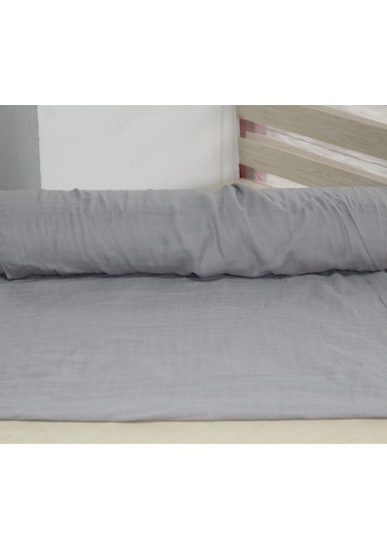 %100 Pamuk Kare Desenli Gri Müslin Kumaş 100*180 cm Metrelik Müslin Kumaş