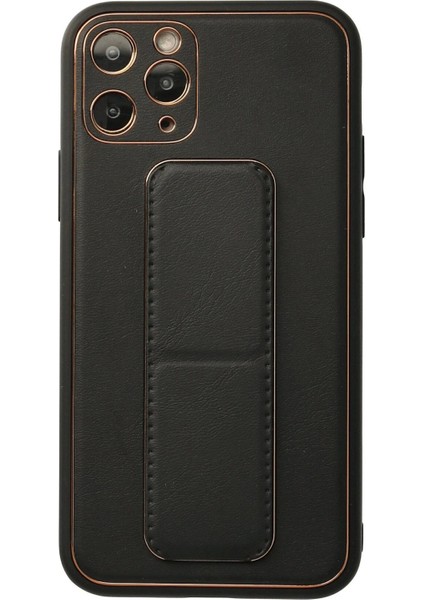 MYT09 iPhone 11 Pro Kılıf Coco Deri Standlı Kapak - Siyah