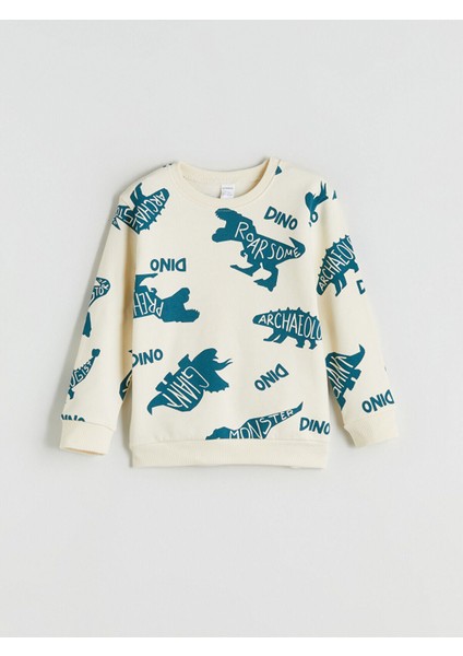 Lcw Yeni Bisiklet Yaka Dinozor Baskılı Erkek Çocuk Sweatshirt