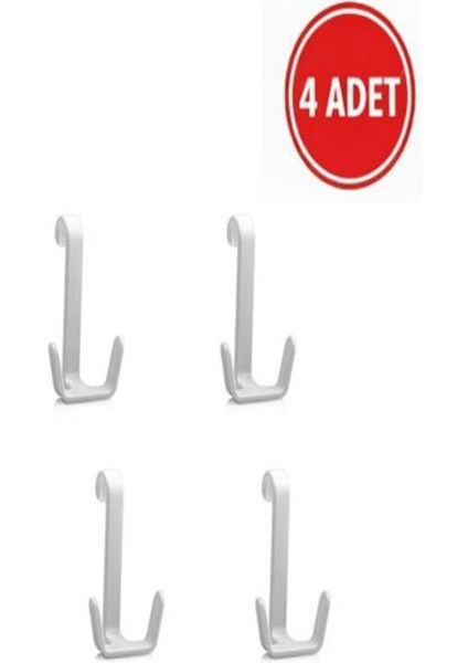 Havlupan Askısı, Kıyafet Askısı, Kapı Arkası Askısı Radyatör Askısı Banyo Askısı Beyaz 4 Adet