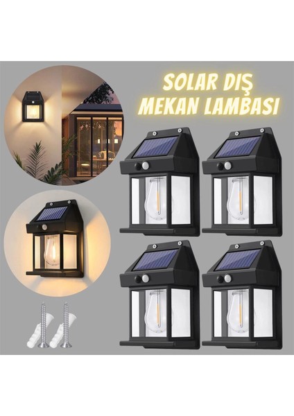 Güneş Enerjili Bahçe Aydınlatması Aplik Dekor Solar ve Sensörlü Bahçe Balkon ve Garaj Lambası modelleri