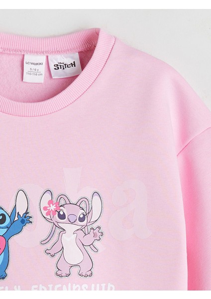 Lcw Yeni Lcw Kids Bisiklet Yaka Stitch ve Angel Baskılı Kız Çocuk Sweatshirt modelleri