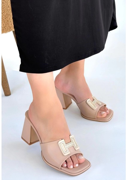 Xmpdby Caren Bej Cilt Topuklu Terlik (Numara: 38) fiyatları