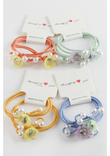 Çiçek Inci Lastikli Toka 2 Adet modelleri