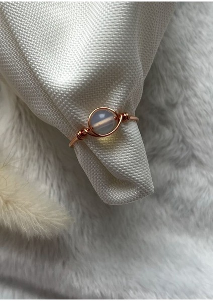 Opal Taşı Bakır Renk Ayarlanabilir Tel Yüzük