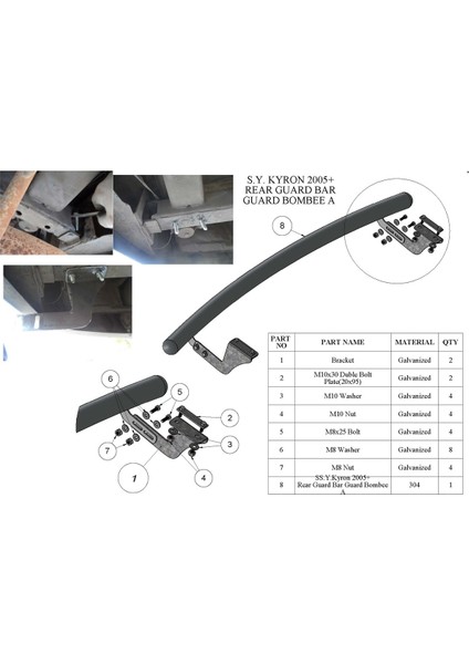 Ssang Yong Kyron (2005-2014) Tekli Silindir Arka 60 - Guard Straıght B (Araç Üstü Foto Yok)