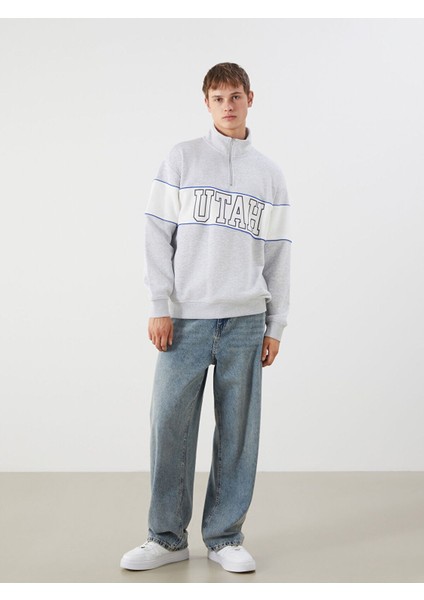 Lcw Yeni Beyaz Dik Yaka Renk Bloklu Erkek Sweatshirt fiyatları