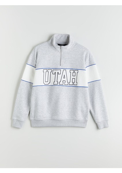 Lcw Yeni Beyaz Dik Yaka Renk Bloklu Erkek Sweatshirt indirimleri