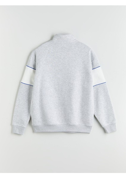 Lcw Yeni Beyaz Dik Yaka Renk Bloklu Erkek Sweatshirt