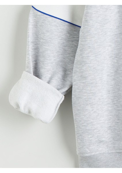 Lcw Yeni Beyaz Dik Yaka Renk Bloklu Erkek Sweatshirt