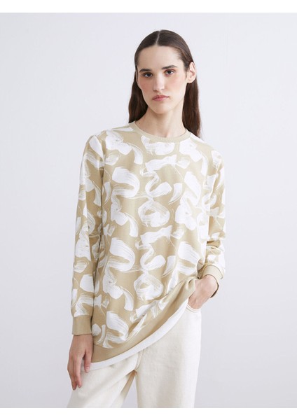 Lcw Yeni Artı Yeni Sezon Büyük Beden Desenli Oversize Kadın Sweatshirt Tunik