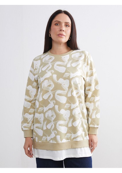 Lcw Yeni Artı Yeni Sezon Büyük Beden Desenli Oversize Kadın Sweatshirt Tunik fiyatları