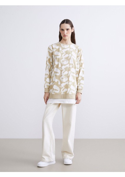 Lcw Yeni Artı Yeni Sezon Büyük Beden Desenli Oversize Kadın Sweatshirt Tunik modelleri