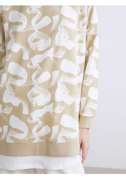 Lcw Yeni Artı Yeni Sezon Büyük Beden Desenli Oversize Kadın Sweatshirt Tunik fırsatları