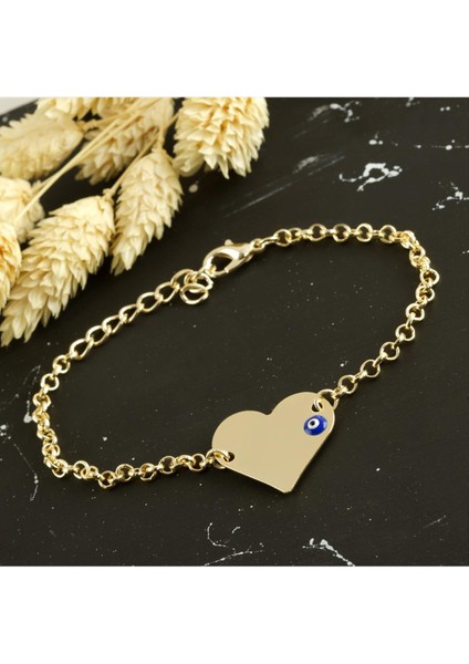 Kalp Isim Yazılabilir Boş Plaka Bileklik