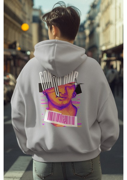 Unisex Sweatshirt Conqueror Neon Art Grafikli Pamuklu Hoodie Sweatshirt