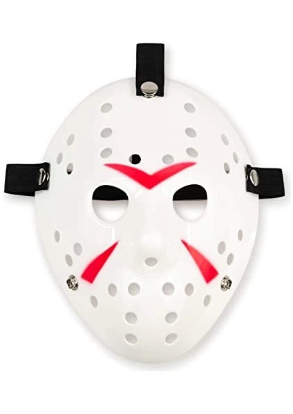 Beyaz Renk Kırmızı Çizgili Tam Yüz Hokey Jason Maskesi Hannibal Maskesi fiyatları
