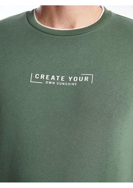 Lcw Yeni Peak Yeni Sezon Bisiklet Yaka Baskılı Erkek Kalın Sweatshirt modelleri