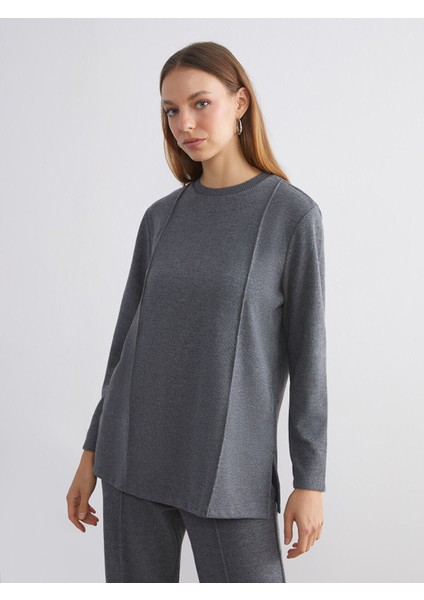 Lcw Yeni Yeni Sezon Büyük Beden Bisiklet Yaka Kadın Sweatshirt Tunik