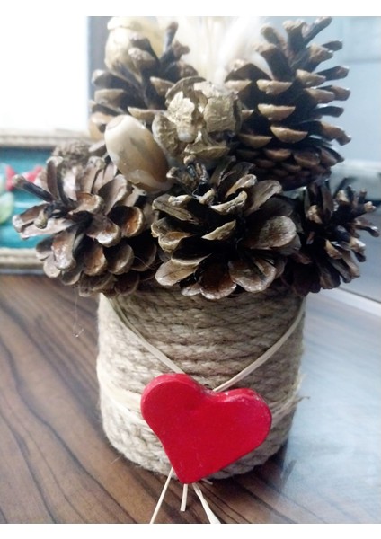 Dekoratif Süs Kozalak Vazo Yılbaşı Hediyelik