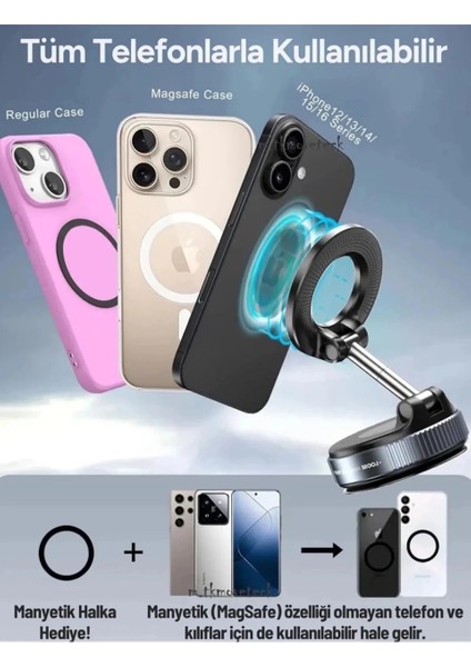 360 Dönebilen Ayarlanabilir Araç Içi Tutucu Kullanılabilen Vakumlu K007 Magsafe Telefon Tutucu fiyatları