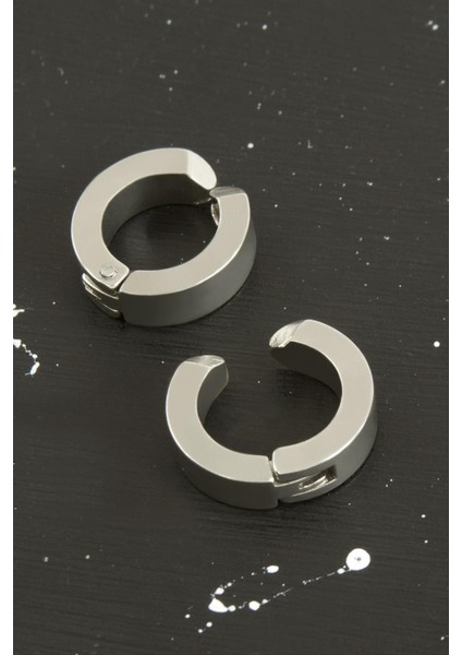 Gümüş Renkli Kıstırmalı Erkek Çelik Küpe 1,5 cm fiyatları