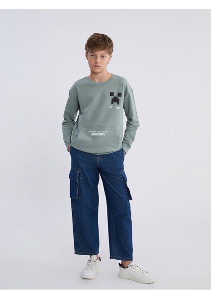 Lcw Yeni Lcw Kids Bisiklet Yaka Minecraft Baskılı Erkek Çocuk Sweatshirt fiyatları