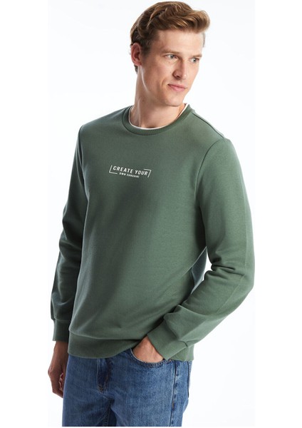 Lcw Yeni Peak Yeni Sezon Bisiklet Yaka Baskılı Erkek Kalın Sweatshirt