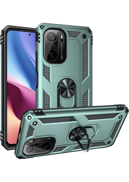 MYT09 Xiaomi Poco F3 Kılıf Sofya Yüzüklü Silikon Kapak - Yeşil fiyatları