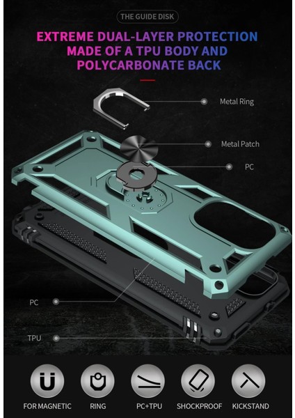 MYT09 Xiaomi Poco F3 Kılıf Sofya Yüzüklü Silikon Kapak - Yeşil indirimleri