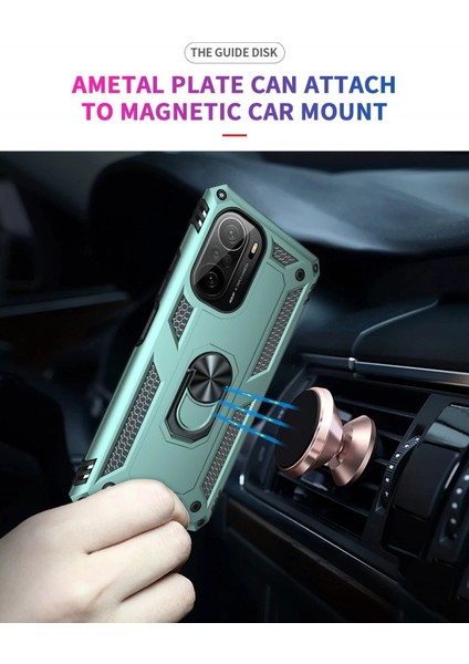 MYT09 Xiaomi Poco F3 Kılıf Sofya Yüzüklü Silikon Kapak - Yeşil