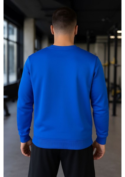“erkek Spor Sweatshirt Mavi – Rahat Kesim, Hafif Kumaş, Günlük Şık Kapşonsuz Üst” fiyatları