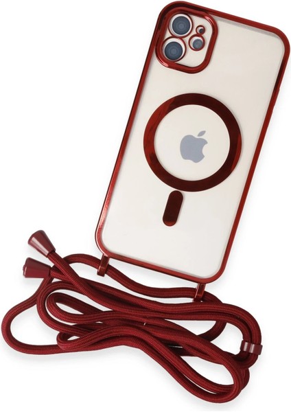MYT09 iPhone 11 Kılıf Divo Lazer Askılı Magsafe Kapak - Kırmızı modelleri
