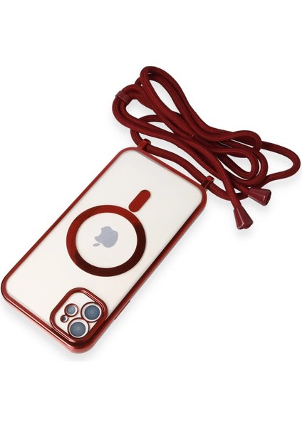 MYT09 iPhone 11 Kılıf Divo Lazer Askılı Magsafe Kapak - Kırmızı indirimleri