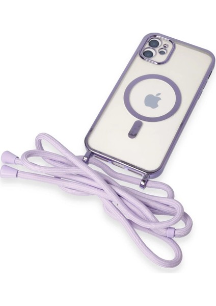 MYT09 iPhone 11 Kılıf Divo Lazer Askılı Magsafe Kapak - Lila